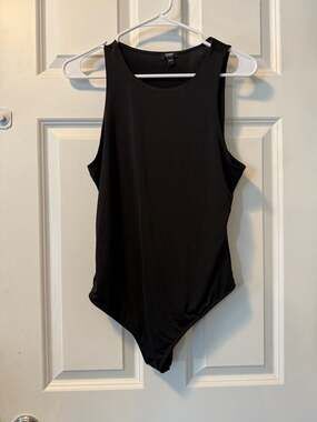 Express Women's Black Sleeveless High Neck Bodysuit